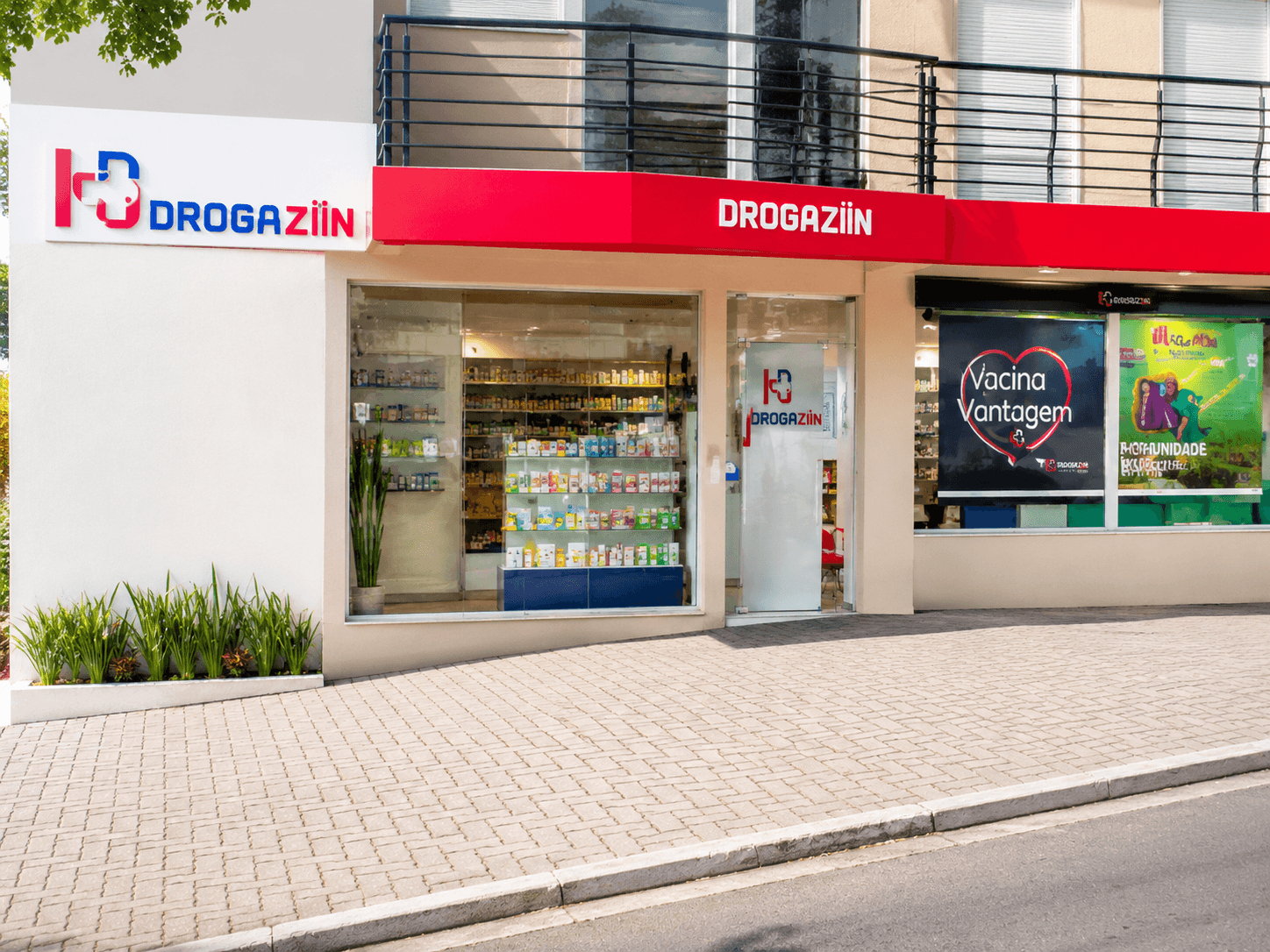 Fachada da farmácia DROGAZiin